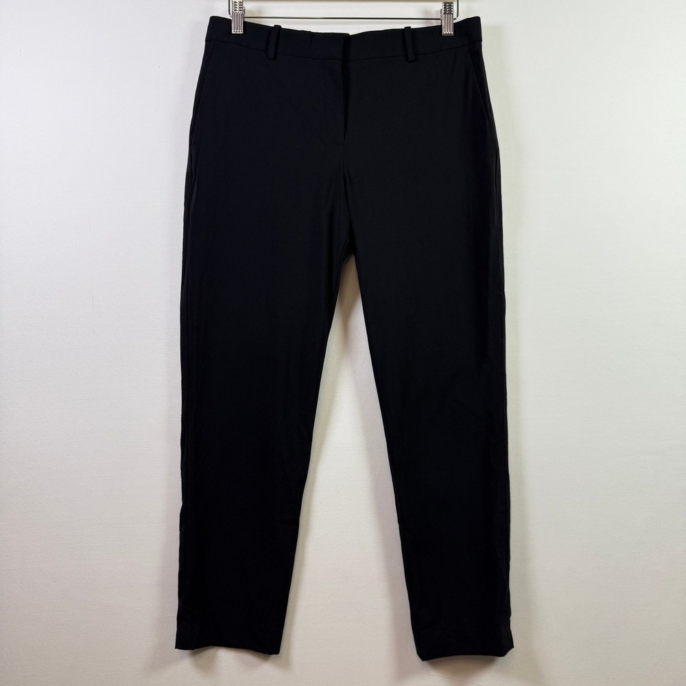 THEORY Black Testra O Sevona Virgin Wool Blend Tapered Dress Pants Size 8